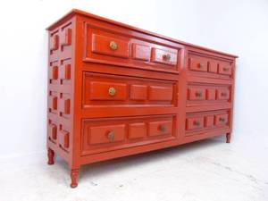 lot 139 image: Red Lacquer Vintage Dresser - Project