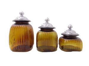lot 380 image: ARTLAND Glass Flour, Sugar, Etc. Kitchen Fluted Canisters Jars - SHOWROOM