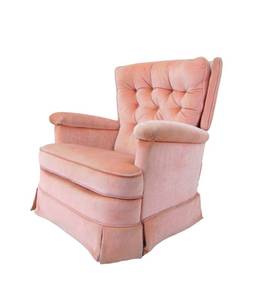 lot 554 image: Blush Pink Velvet Vintage Recliner Chair by La-Z-Boy 1974 - SHOWROOM