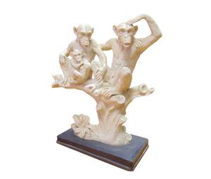 lot 239 image: Vintage Hand-Carved Soap Stone Sculpture of Monkeys, Signed - SHOWROOM