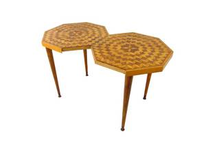 lot 6 image: Incredible Vintage Mid Century HAND-MADE Wood Inlaid Table - SHOWROOM