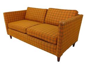 lot 22 image: Vintage Mid Century Plaid Loveseat - SHOWROOM