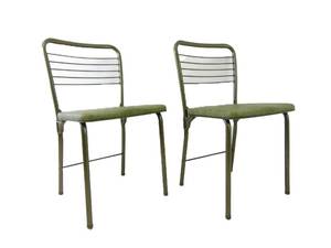 lot 7 image: COSCO Pair of Fold Up Avocado Green Mid Century Dining Chairs - SHOWROOM