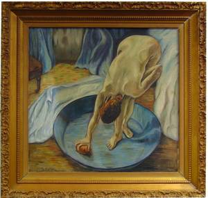 lot 552 image: Edgar Degas Woman in a Tub Vintage Oil Painting on Canvas Reproduction SHOWROOM