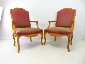 lot 64 image: Stanton Cooper Pair of Pretty and Sturdy French Style Chairs, Needs New Fabric - Viewable
