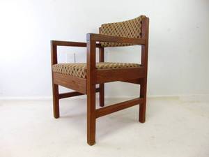 lot 95 image: Vintage Wood and Fabric Arm Chair - Viewable