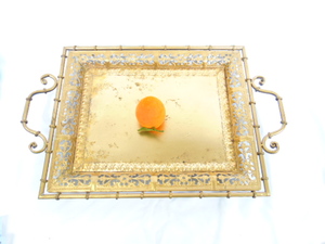 lot 462 image: Gold Tone Ornate Tray