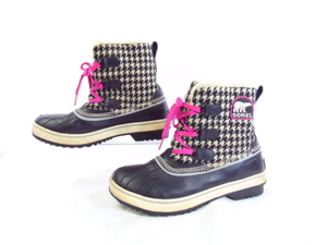 lot 465 image: SOREL Houndstooth Pattern Waterproof Boots Sz 9 Womens