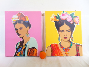 lot 473 image: Pair of Canvas Prints Wall Decor - Frida Kahlo Inspired