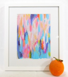lot 474 image: Colorful Modern Print in White Frame with Glass