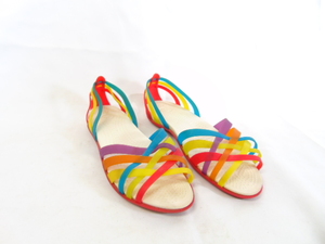 lot 502 image: Rainbow Rubbery Crocs Sandals