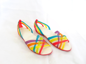 lot 503 image: Crocs Colorful Rubbery Sandals Sz 10 W