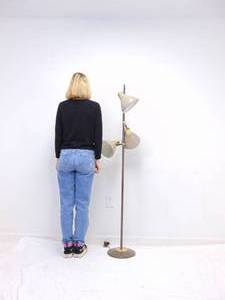 lot 62 image: Mid Century Three Light Floor Lamp with Brass Accents