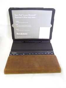 lot 393 image: Brookstone Leather Ipad Case & Keyboard