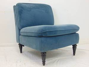 lot 69 image: Cost Plus Inc. Oakland,CA- Blue Microfiber Slipper Chair