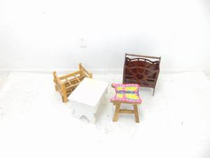 lot 306 image: Lot of Wood Step Stool and Magzine Racks