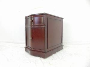lot 39 image: BOMBAY Cherry Finish Wood Two- Drawer Filing Cabinet with Wheels