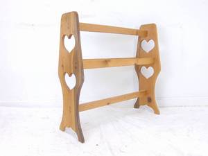 lot 42 image: Vintage Wood Three Tier Quilt rack with Heart Cutout Accents