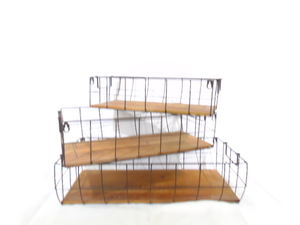 lot 403 image: Set of Three Wire Baskets with Hangers for Wall Mount