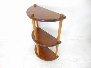 lot 313 image: Vintage 1950s 1960s Half Moon Shaped Triple-Tier Little Table Shelf