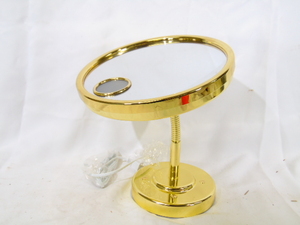 lot 134 image: CONAIR Brass Toned Light Up Gooseneck Makeup Mirror - New