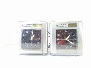lot 280 image: Pair of Acroprint ATR120 Analog Time Card Punch Clock Recorder Wall Mountable