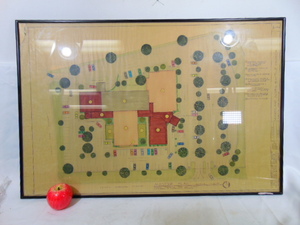 lot 137 image: Woodland Acres Baptist Church Blue Prints- Framed Behind Glass