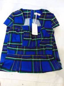 lot 363 image: Grace Karin Plaid Blue Blouse- New with TagsNever Worn Sz S