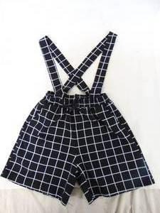 lot 368 image: Kids Overall Shorts- BlackWhite Grid Sz5Y
