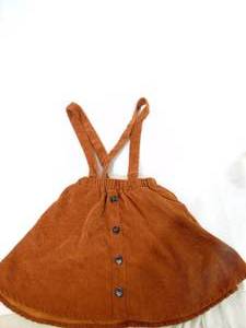 lot 378 image: SHEIN Girls Corduroy Overall Dress- Brown Sz8Y