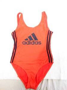 lot 379 image: ADIDAS One Piece Swimsuit- Red with Black Stripes SzM