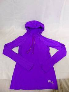 lot 356 image: FILA Brand Womens Small Purple Hooded Pullover- BreathableLightweight