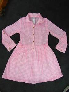 lot 352 image: Carters Girls Gigham Print Pink Long Sleeve Dress Sz 7