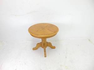 lot 143 image: Oak Finish End Table- A- Shaped Legs
