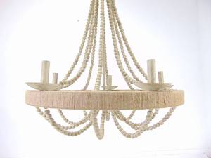 lot 109 image: Bohemian Beaded and Rope Chandelier in Neutral Tones