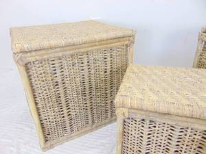 lot 113 image: Set of Three Large Vintage Wicker Storage Cube Boxes