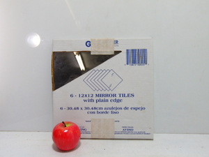 lot 616 image: 6 - 12 x 12 mirror tiles with plain edges new