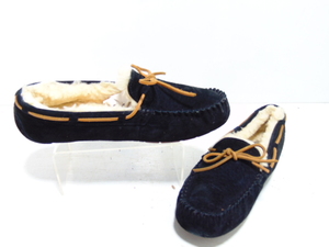 lot 203 image: UGG Blue Suede Slipper Shoes with Shearling Mens 11