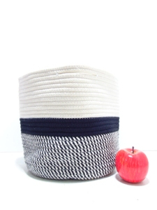 lot 207 image: Used Medium Sized Round Woven  Storage Basket- Boho Chic