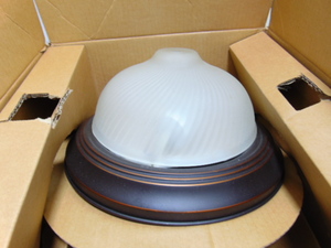 lot 632 image: Pair of 13 Light Flush mounts in white and brown