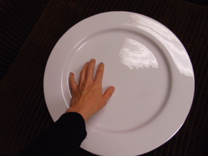 lot 637 image: SAKURA Large White Plate with Silver Edges
