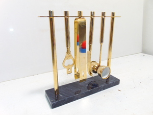 lot 90 image: Vintage Leonard Silver Gold Plated on Marble Barware Set