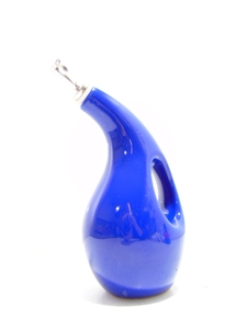 lot 649 image: Rachael Ray Solid Glaze Ceramics EVOO Olive Oil Bottle Dispenser with Spout Blue- Great Used Condition