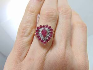 lot 85 image: Brilliant Ruby and Diamond Heart Ring in Yellow Gold