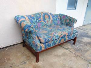 lot 673 image: Classical Rolled Arm Loveseat