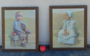 lot 362 image: Pair of Vintage Original Drawings Signed & Framed