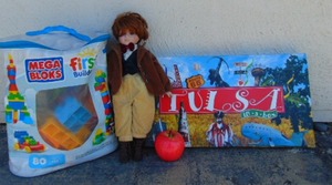 lot 383 image: TULSA Board Game, Doll, and Mega Blocks