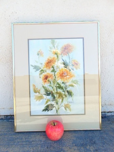 lot 394 image: MENKE Watercolor Framed Behind Glass in Alluminum Frame