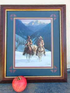 lot 404 image: Home Interior Gifts Framed Print - Two Cowboys- Linda Wacaster