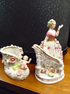 lot 547 image: Lady Beside Railing - Kaiser and Baby shower decor, Bone China Flowers